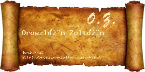 Oroszlán Zoltán névjegykártya